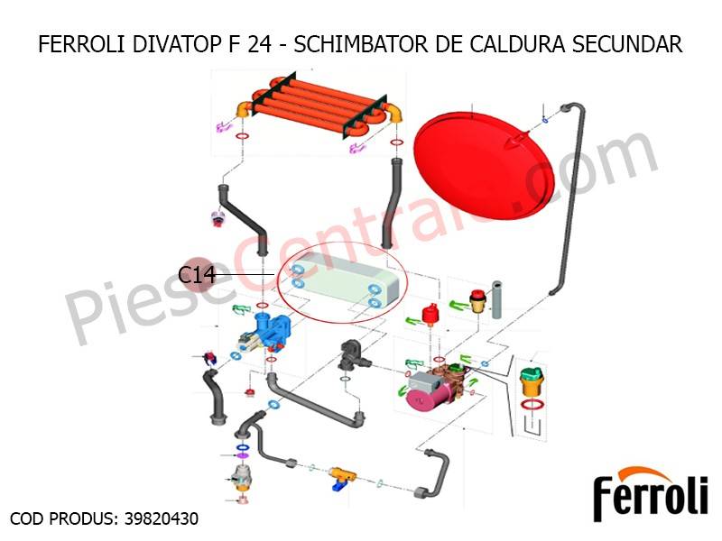 Poza Schimbator de caldura secundar ACM centrala termica Ferroli Divatop F 24