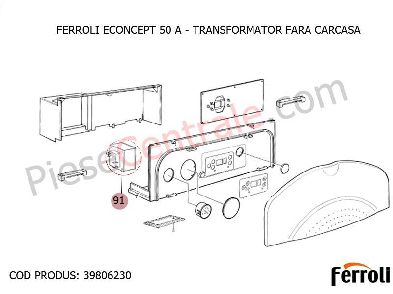 Poza Transformator fara carcasa pentru centrala Ferroli Econcept 50 A