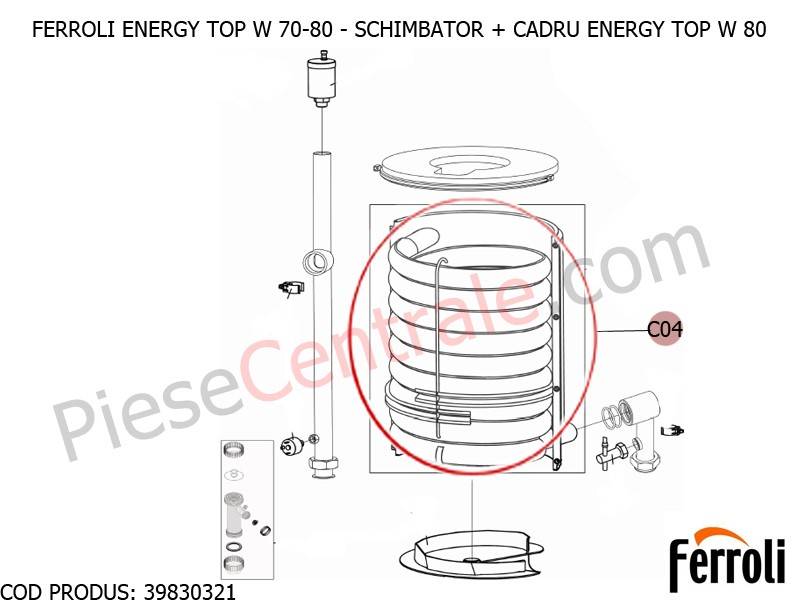 Poza Schimbator de caldura plus cadru centrale termice Ferroli Energy Top W 70-80