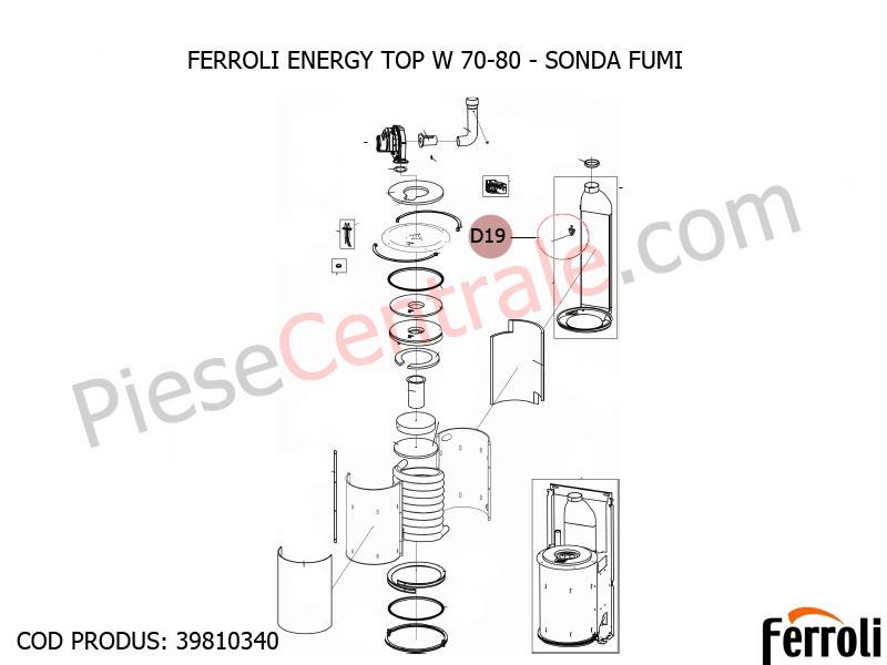 Poza Regulator termostatic cu lant pentru centrale pe lemne Ferroli SFL, WFL, ECO LOGIC, GFN